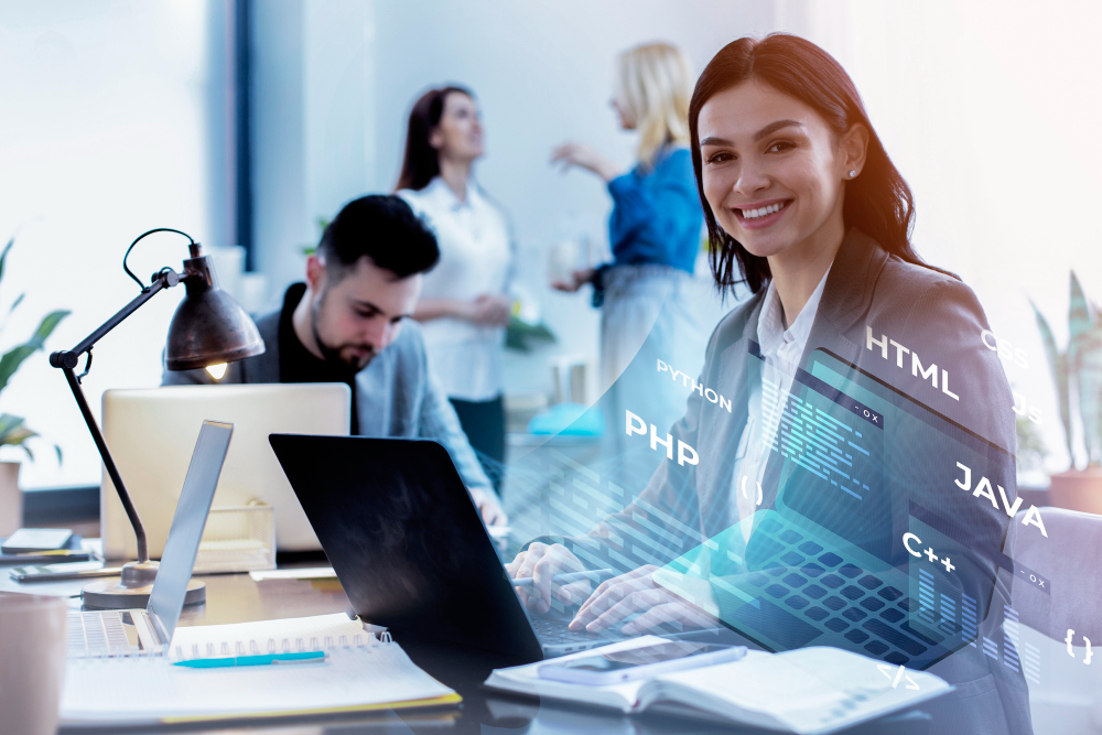 person working html computer