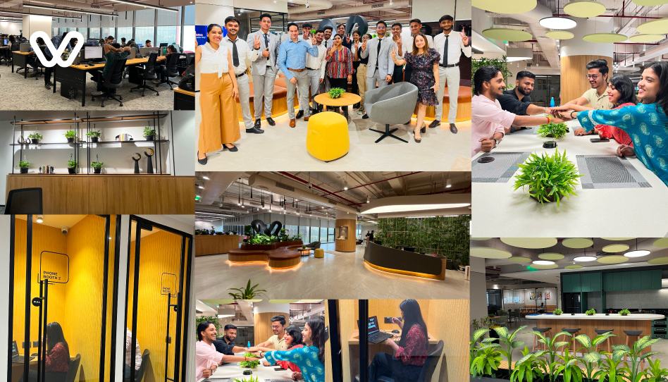 Vinove team working together in the new office