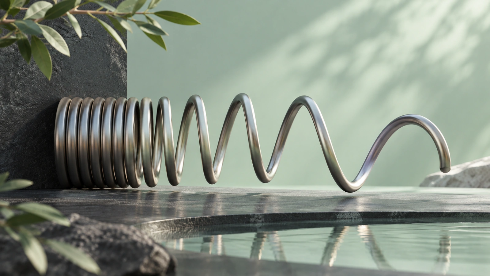 A coiled spring relaxing, illustrating pressure release.
